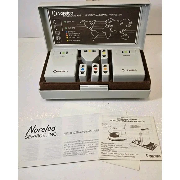 Genuine Norelco Deluxe International Travel Kit Converters & Adaptor Plugs - Picture 4 of 4